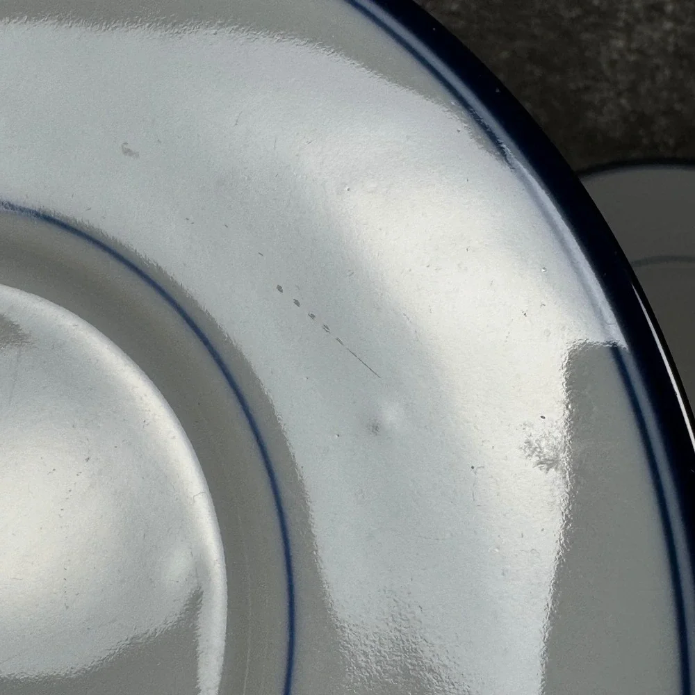 Dansk Tivoli La Tulipe Saucers Set of 2‎ White Navy Blue Lines Japan Vintage MCM